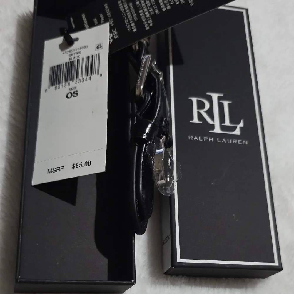 Ralph Lauren Black Leather‎ Key Holder with Silver Accents